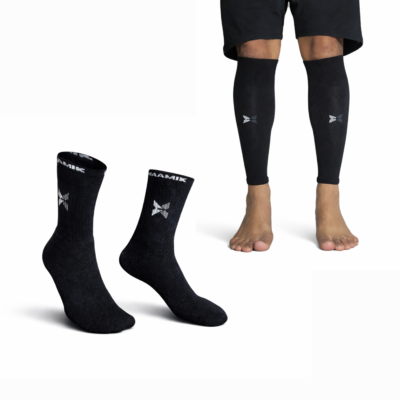 Single Shade Crew Socks and Calf Support